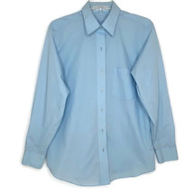 Foxcroft Womens Blouse Size 8 Long Sleeve Button Front Pocket  Blue Collared - £11.77 GBP