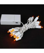 Battery Operated 20 LED Lights Amber Orange White Wire - £11.01 GBP