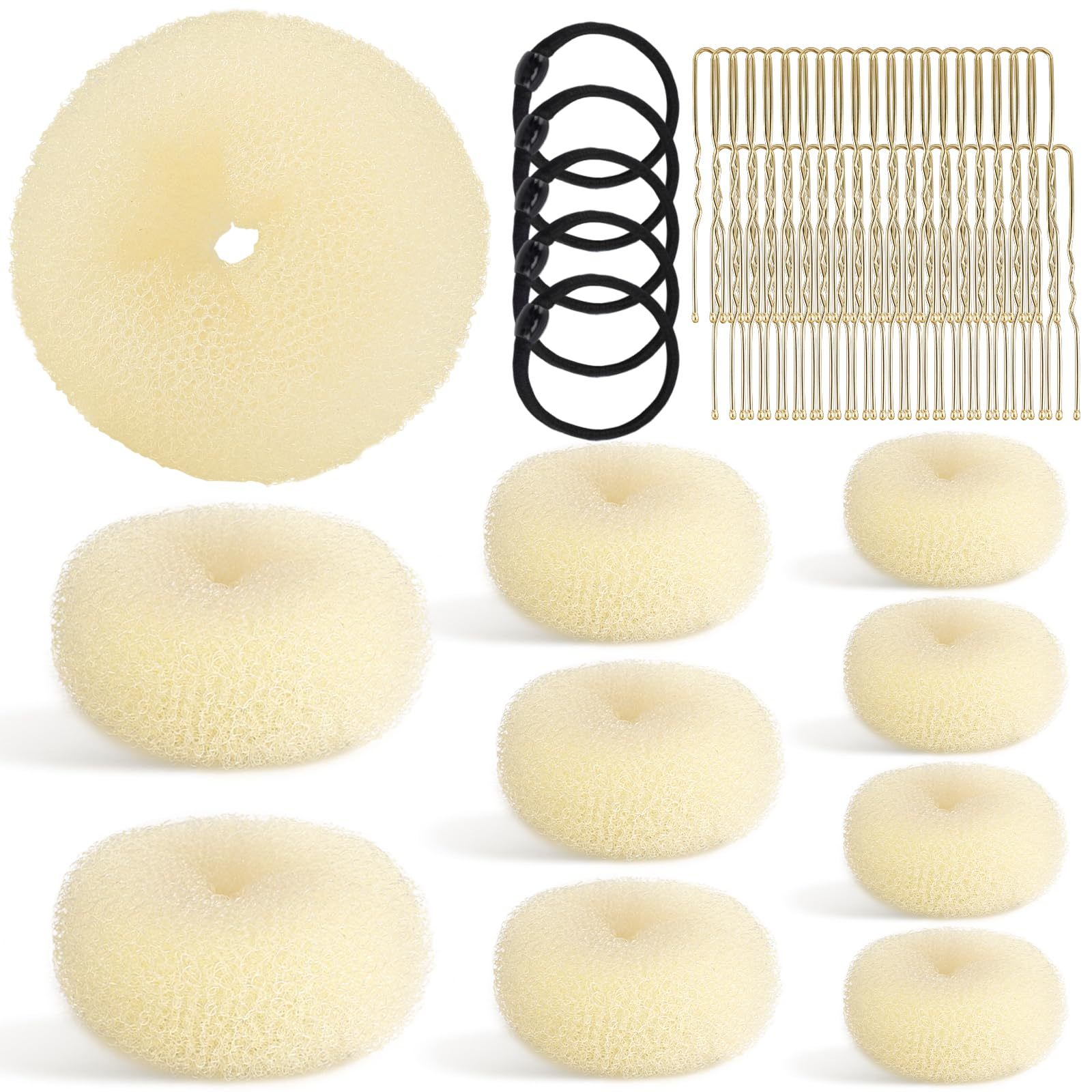 MAGDIY 65 Pcs Hair Accessories Set with 10 Pcs Hair Bun Maker (1 Extra-Large, 2