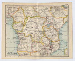 1912 Antique Map Of Central Africa Britisch German Colonies Congo Verso Rhodesia - £18.03 GBP