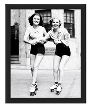 Two Cute Girls Rollar Skatting Down The Street 8X10 Framed Photo - £15.72 GBP