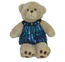 Build A Bear Teddybear Plush 16&quot; With Sequin Dress Stuffed Animal Beige Brown - £9.32 GBP