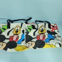 Mickey Mouse Minnie Pluto Donald Goofy Zippered Tote Bag 15&quot; x 11&quot; Lot Of 2 - $29.69