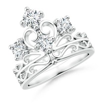 Angara Lab-Grown 0.98 Ct Scattered Round Diamond Princess Tiara Ring in Silver - £604.77 GBP