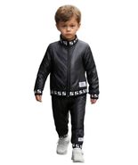 Young Boy Fleece Letter Print Zip-Up Jacket And Solid Color Pants 2-Piec... - $873.69 MXN