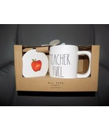 Rae Dunn Teacher Fuel Mug and Coaster Set/Yellow Inside NEW - £22.05 GBP