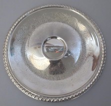Vtg Leonard Silverplate Round Chip &amp; Dip Tray Plate Gadroon Etched 12.25&quot; - $20.00