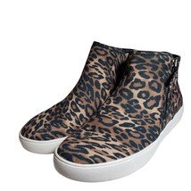 Naturalizer Brown Cheetah Print High Top Sneakers Flat Ankle Shoes Size 5.5 7.5 - £62.54 GBP