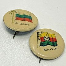Bolivia Bulgaria Flag Pinback Lot Of 2 Vintage Original Celluloid 19-2602AR - £6.77 GBP