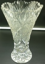 STUNNING BOHEMIAN CRYSTAL VERY HEAVY FLORAL VASE - $49.28 CAD