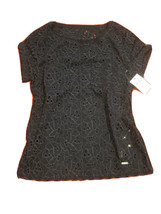 New Abercrombie Kids Girls Navy Eyelet Knit Back Short Sleeve Blouse Top... - $29.69