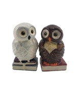 Ceramic Owls on Books w Magnet Salt Pepper Shakers Set - $13.69