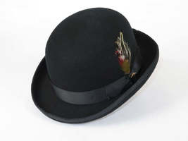 Men Bruno Capelo Hat Australian Wool Round Crown Bowler Derby BO320 Black image 3