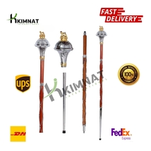 Drum Major Mace Stick Embossed Head Gold Lion And Crown Three Parts Mace - $160.00+