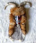 Native American Spirit Mask Horn Fur Wall Hanging Plaque Hand Painted Un... - $3,124.07 MXN