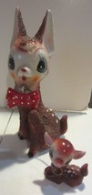 Vintage  Arnart  Sugared Salt Glazed Chain  Deer family  Figurines Japan - £56.02 GBP