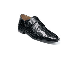 Stacy Adams Rapino Plain Toe Monk Strap Shoes Animal Print Black 25637-001 - £75.53 GBP