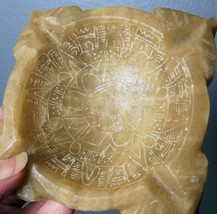 Vintage Alabaster Ash Receiver Mexico Mayan ? Aztec ? 4&quot; Square Hand Carved - £20.24 GBP