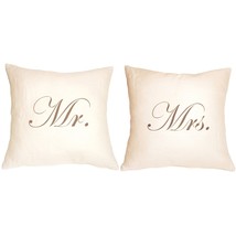 Mr and Mrs 18x18 Linen Pillow Set, with Polyfill Insert - £71.90 GBP