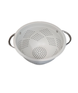 Colander Strainer Stainless Handles Cream Enamel white - $20.03 CAD