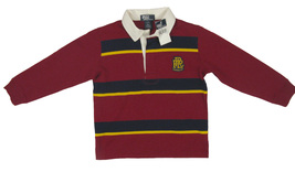 NEW! Polo Ralph Lauren Boys Striped Rugby Shirt! Large  (16-18)  Maroon Stripe - £26.49 GBP
