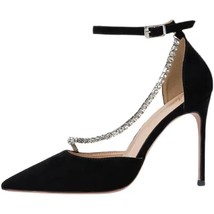 New Fashion Luxury Rhinestone Designer Women&#39;s High Heels Pointed Thin Heel Sand - £28.46 GBP