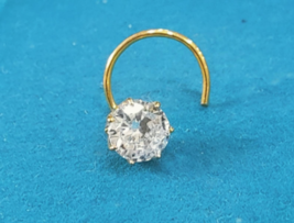 14k Solid Gold 3.5mm Solitaire Moissanite Nose Screw Stud Piercing Ring Pin - £51.04 GBP