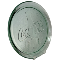 Coca Cola Green Glass Pebble Stone Textured Round 13 Inch Tray Vintage Nice - £12.95 GBP