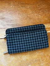 Thirty-One Black &amp; Gray Houndstooth Fabric Wallet w Two Zipper Closures &amp; Compar - £8.99 GBP