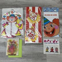 Vtg Birthday Party Supplies Clown Cake Toppers Game Cloth Honeycomb Cent... - $84.46