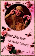 Vtg Postcard RPPC WWI Greetings From an Allied Country Hand Tinted PC Paris UNP - £24.87 GBP
