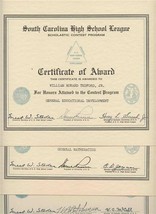 3 South Carolina High School League 1952 Award Certificates Mathematics Science - £16.28 GBP