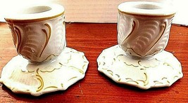 Vintage Collectible 2 And 1/4&quot; White Ceramic Candle Holders - £10.95 GBP