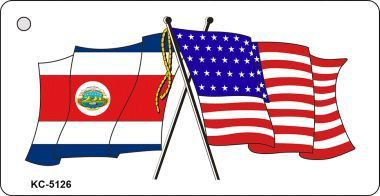 Costa Rica USA Crossed Flags Novelty Key Chain