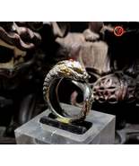 Aoyu dragon ring. Feng shui protection. 950 silver, copper, ruby, nan hong agate - $280.00