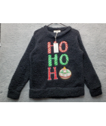 No Comment Sweater Womens Medium Black Shearling Long Sleeve Crew Neck P... - $357.83 MXN