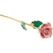 24k Gold Dipped Pink Pearl Lacquer Real Rose Valentine&#39;s Day Holiday Gift - £89.17 GBP