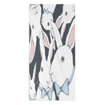 Mondxflaur White Rabbit Hand Towels for Bathroom Hair Absorbent 14x29 Inch - £10.38 GBP