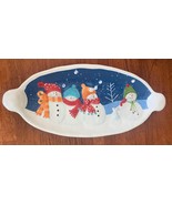St. Nicholas Square SNOW DAYS Snowmen Christmas Holiday Platter 7.25”x16” - $15.00