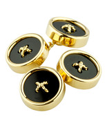 18k Yellow Gold Tiffany &amp; Co. Vintage Onyx Button Cufflinks Great Condition - €3.275,32 EUR