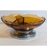 Vintage Farber Bros Krome Kraft  Glass Divided Dish Bowl Amber - $376.94 MXN