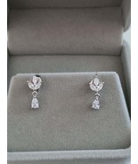 Moissanite Floral Stud Earrings 925 Sterling Silver Luxury Flower Ear St... - $180.00