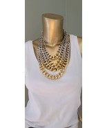 Huge Punk Gang Statement Two-tone Necklace Gold Silver Giant Cuban Link ... - £15.53 GBP