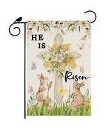 ZAEW Easter Watercolor Cross Bunny Garden Flag 12x18 Inch Double Sided - $121.47 MXN