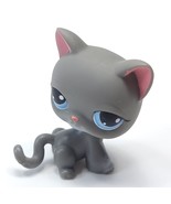 Littlest Pet Shop LPS Gray Kitty Cat Blue Eyes Paw Up Authentic 2005 - £6.23 GBP