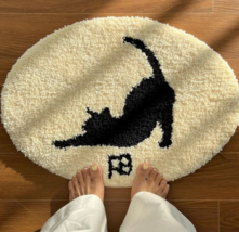 Cute cat rug carpet for bedroom, Oval bedroom living room non-slip bed s... - £33.02 GBP