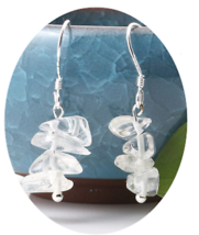 Clear Quartz Stone Chips Dangle Earrings Color Crystal JL713 Jewelry Womens - £5.98 GBP