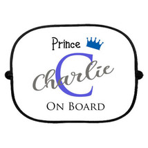 Personalised Prince On Board Car Sun Shade, Boys Blue Kids Baby Sun Shade Visor - £7.79 GBP