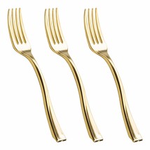 Premium Gold Plastic Forks 4 Inch 300 Pack Heavy Duty Disposable Mini Forks Perf - £42.70 GBP