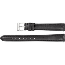 Ladies 16 mm Regular Black Leather Water-Resistant Padded Watch Strap Band - £25.02 GBP
